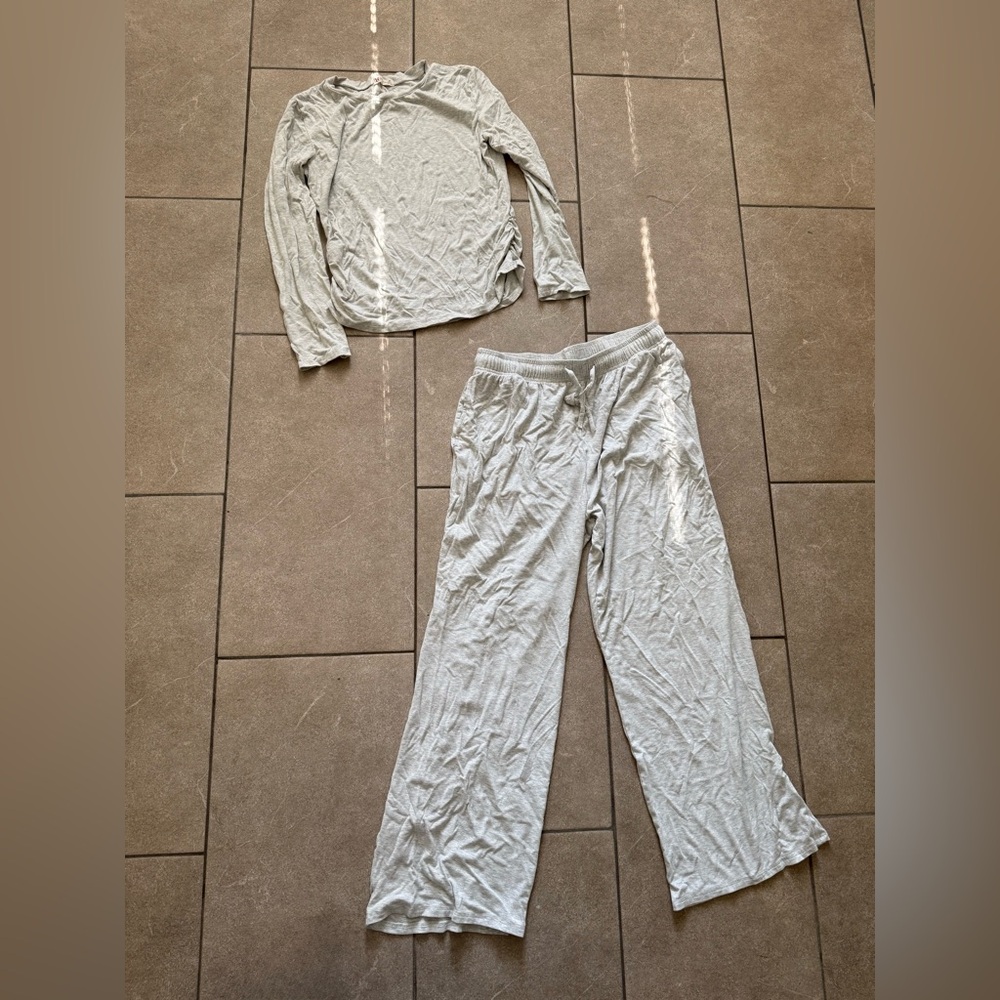 Gray Long Sleeve Top and Pants Set
